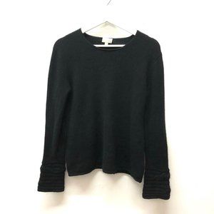 TSE Cashmere Black Sweater Cable Knit Cuffs